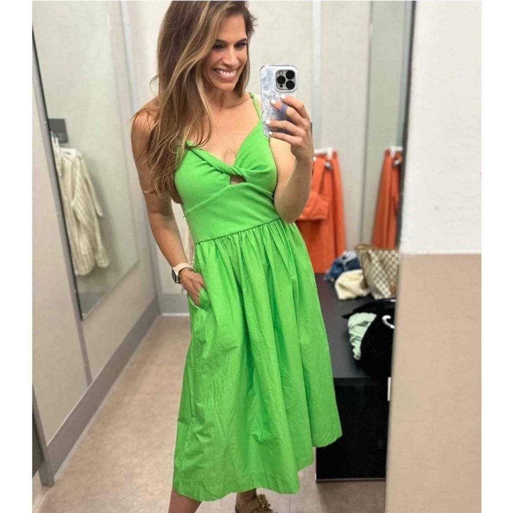 Women's Knit Ballet Midi Sundress - A New Day™ Green S new - Picture 5 of 5